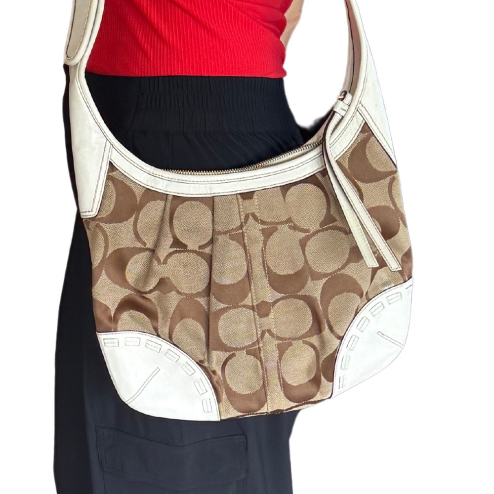 Coach Brown and Cream Shoulder Bag